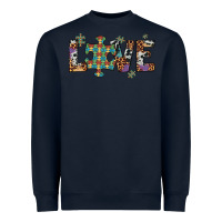 Navy love autism awareness leopard cowhide Heavyweight Sweatshirt - Artiststas