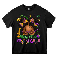 Black little miss mardi gras afro messy bun kid Heavy Core Tee - texasbilliewilder