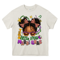 Cream little miss mardi gras afro messy bun kid Heavy Core Tee - texasbilliewilder