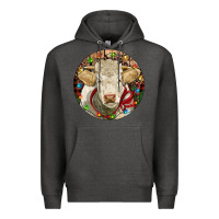 Charcoal Heather Charolais Heifer Christmas Premium Hoodie - RanaPortraitStore