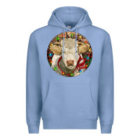 Colony Blue Charolais Heifer Christmas Premium Hoodie - RanaPortraitStore