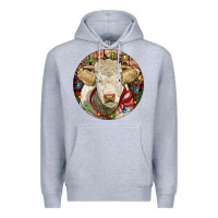 Heather Grey Charolais Heifer Christmas Premium Hoodie - RanaPortraitStore