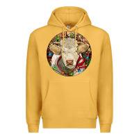 Mustard Charolais Heifer Christmas Premium Hoodie - RanaPortraitStore