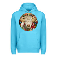 Ocean Blue Charolais Heifer Christmas Premium Hoodie - RanaPortraitStore