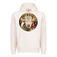 Pale Pink Charolais Heifer Christmas Premium Hoodie - RanaPortraitStore