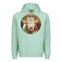 Seafoam Charolais Heifer Christmas Premium Hoodie - RanaPortraitStore