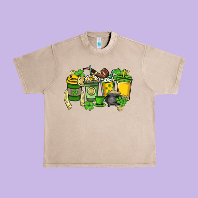 St. Patrick's Day Coffee Cups Urban Heavy Tee Designed By Howdyjamesfarm