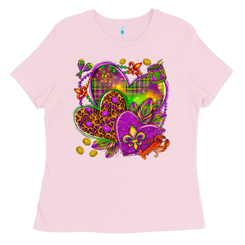 Mardi Gras Hearts Ladies Tee by HowdyJamesFarm | Teevron