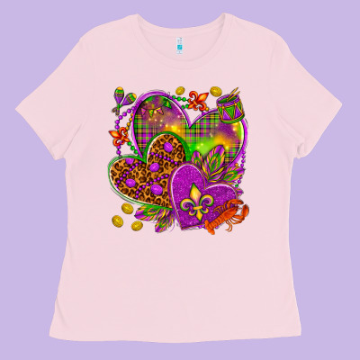 Mardi Gras Hearts Ladies Tee Designed By Howdyjamesfarm