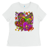White Mardi Gras hearts Ladies Tee - HowdyJamesFarm