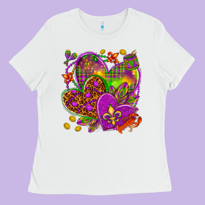 Mardi Gras Hearts Ladies Tee Designed By Howdyjamesfarm