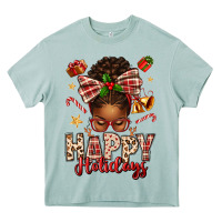 Arona happy holidays christmas afro messy bun Heavy Core Tee - texasbilliewilder