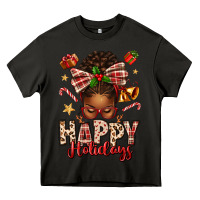 Asphalt happy holidays christmas afro messy bun Heavy Core Tee - texasbilliewilder