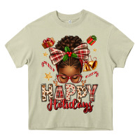 Mossy happy holidays christmas afro messy bun Heavy Core Tee - texasbilliewilder