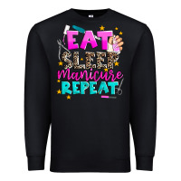 Black eat sleep manicure repeat Premium Sweatshirt - AdoDesignShop