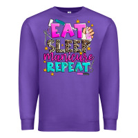 Purple eat sleep manicure repeat Premium Sweatshirt - AdoDesignShop