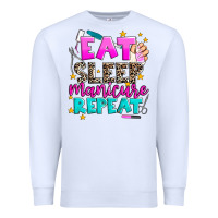 White eat sleep manicure repeat Premium Sweatshirt - AdoDesignShop