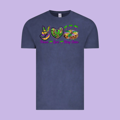Peace Love Mardi Gras King Cake Vintage Tee Designed By Ranaportraitstore