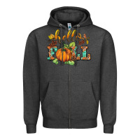 Charcoal Heather hello fall pumpkin Zipper Hoodie - BarkalooDesign