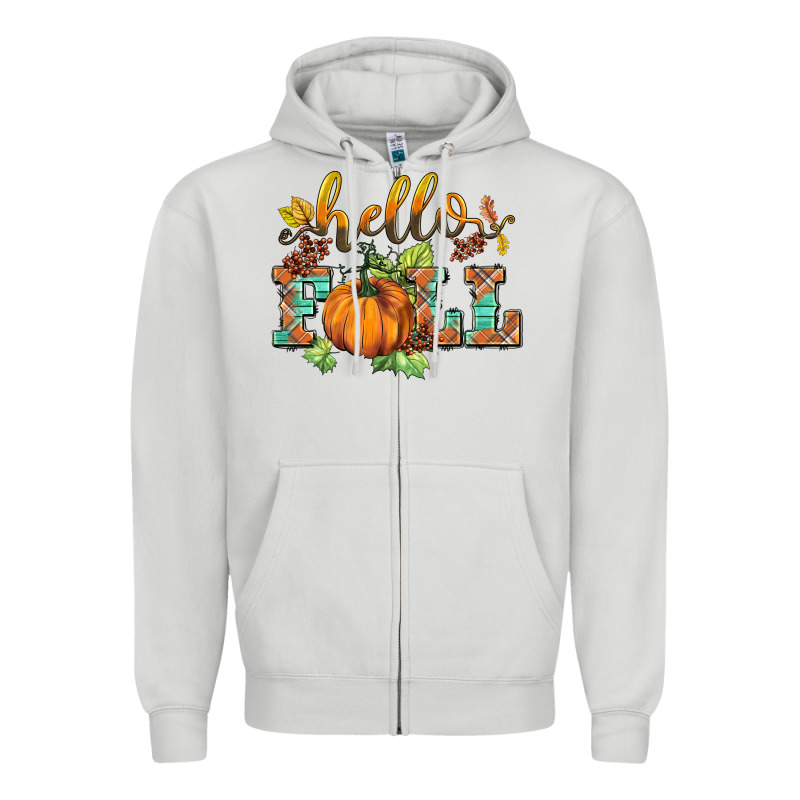 Hello Fall Pumpkin Zipper Hoodie by BarkalooDesign | Teevron
