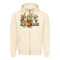 Sandshell hello fall pumpkin Zipper Hoodie - BarkalooDesign
