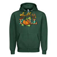 Sports Green hello fall pumpkin Zipper Hoodie - BarkalooDesign