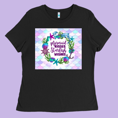 Mermaid Kisses Starfish Wishes Ladies Tee Designed By Tumblerdesignbyshophia