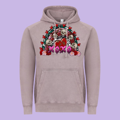 Skull Xoxo Rainbow Valentine's Day Vintage Hoodie Designed By Fadigitalartstudio
