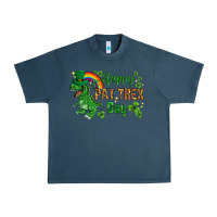 Midnight Navy St. Patrick's Happy Pat T-Rex Day with rainbow Urban Heavy Tee - HowdyJamesFarm