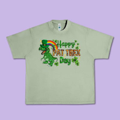 St. Patrick's Happy Pat T-rex Day With Rainbow Urban Heavy Tee Designed By Howdyjamesfarm