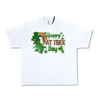 White St. Patrick's Happy Pat T-Rex Day with rainbow Urban Heavy Tee - HowdyJamesFarm