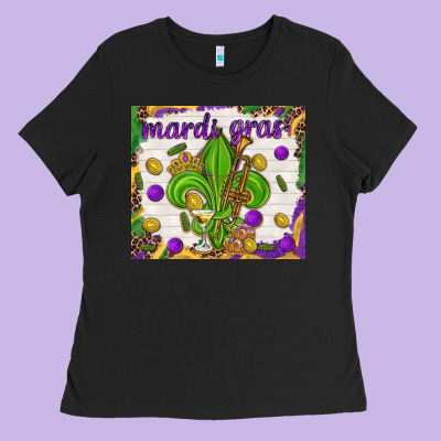 Mardi Gras Fleur De Lis Tumbler Ladies Tee Designed By Howdyjamesfarm