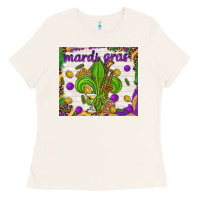 Bone Mardi Gras Fleur De Lis tumbler Ladies Tee - HowdyJamesFarm