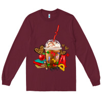 Burgundy teacher frappe coffee Long Sleeve Tee - FaDigitalArtStudio