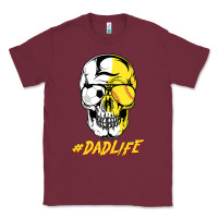 Burgundy Dad life Sugar Skull for Soccer Softball Halloween Costume Classic Tee - maiPhamDesign