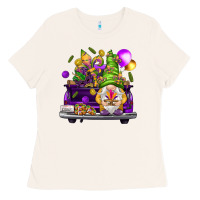 Bone Mardi Gras gnome on the truck Ladies Tee - HowdyJamesFarm