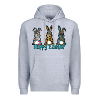Heather Grey Happy Easter Premium Hoodie - CowhideDigitalArt