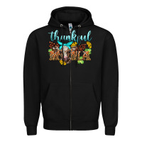 Black thankful mama cow Zipper Hoodie - BarkalooDesign