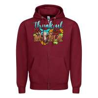 Burgundy thankful mama cow Zipper Hoodie - BarkalooDesign
