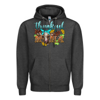 Charcoal Heather thankful mama cow Zipper Hoodie - BarkalooDesign