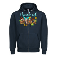 Navy thankful mama cow Zipper Hoodie - BarkalooDesign