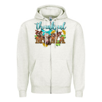 Oatmeal Heather thankful mama cow Zipper Hoodie - BarkalooDesign