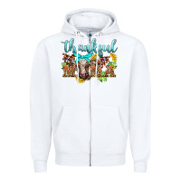 White thankful mama cow Zipper Hoodie - BarkalooDesign