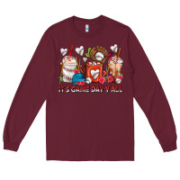 Burgundy It's Game Day Y'all Baseball Coffee Cups Long Sleeve Tee - FaDigitalArtStudio