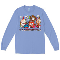 Colony Blue It's Game Day Y'all Baseball Coffee Cups Long Sleeve Tee - FaDigitalArtStudio