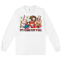 White It's Game Day Y'all Baseball Coffee Cups Long Sleeve Tee - FaDigitalArtStudio