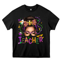 Black mardi gras teacher caucasian messy bun Heavy Core Tee - texasbilliewilder