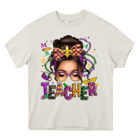 Cream mardi gras teacher caucasian messy bun Heavy Core Tee - texasbilliewilder