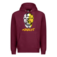 Burgundy Dad life Sugar Skull for Soccer Softball Halloween Costume Premium Hoodie - maiPhamDesign