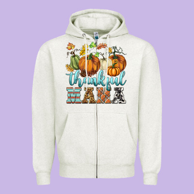 Thankful Mama Zipper Hoodie Designed By Barkaloodesign